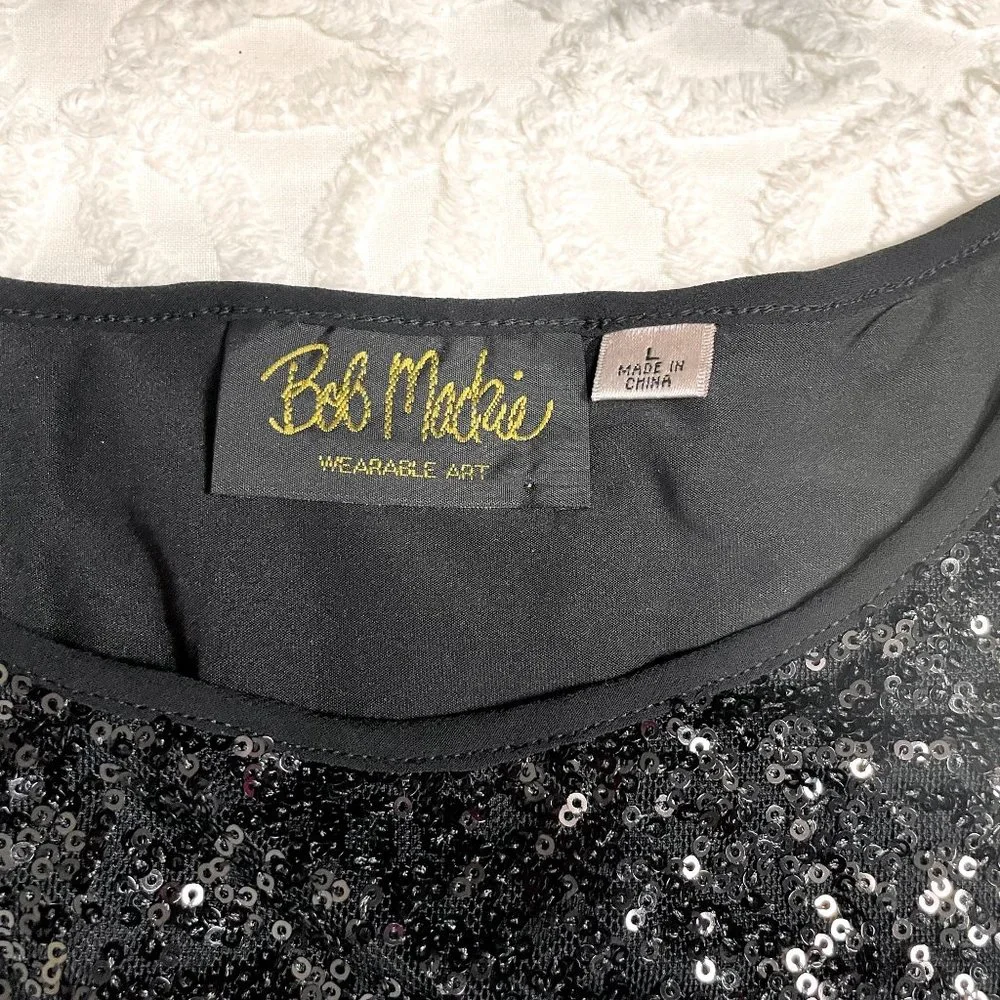 Bob Mackie sequins and chiffon black top - size large - Picture 10 of 10